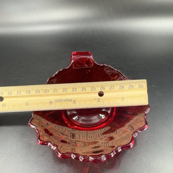 Vintage Viking Ruby Red Glass Leaf Shaped Dish Trinket Dish Small Plate VTG - Picture 6 of 16